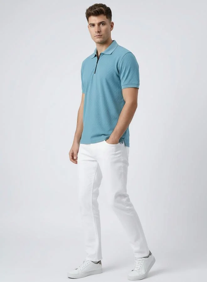Clans&Hans Men Green Knitted Polo with Zipper